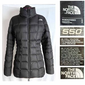 The North Face Women Small Black Insulated Down Feather Puffer Jacket 550  EUC